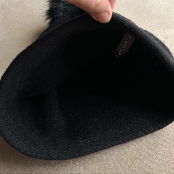 Parkhurst 100% Wool Felted Slouchy Hat w/Pom Pom Black - Picture 6 of 9